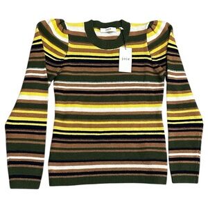 JOIE Sweater Womens X-Large Brown Yellow Striped Wool Blend Designer
